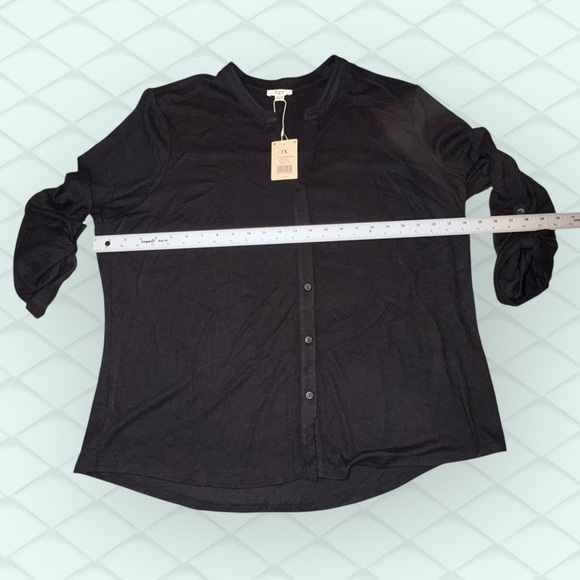 NIC + ZOE NZT SWEET DREAMS CONVERTIBLE SLEEVE SHIRT - Black Onyx Plus 1X - Picture 10 of 15